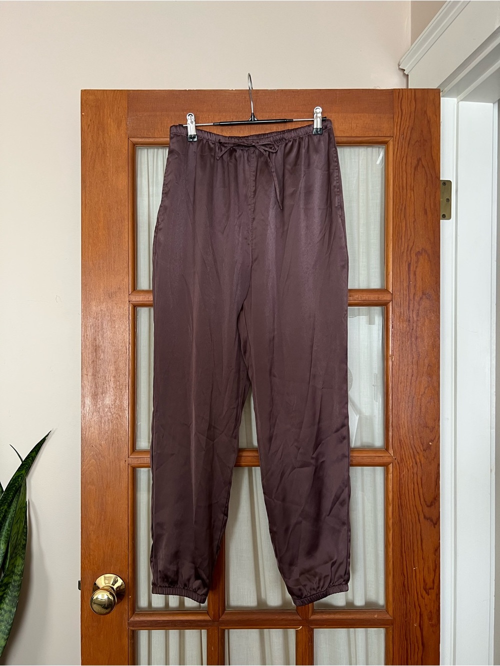 Uniqlo Espresso Brown Satin Jogger Pants